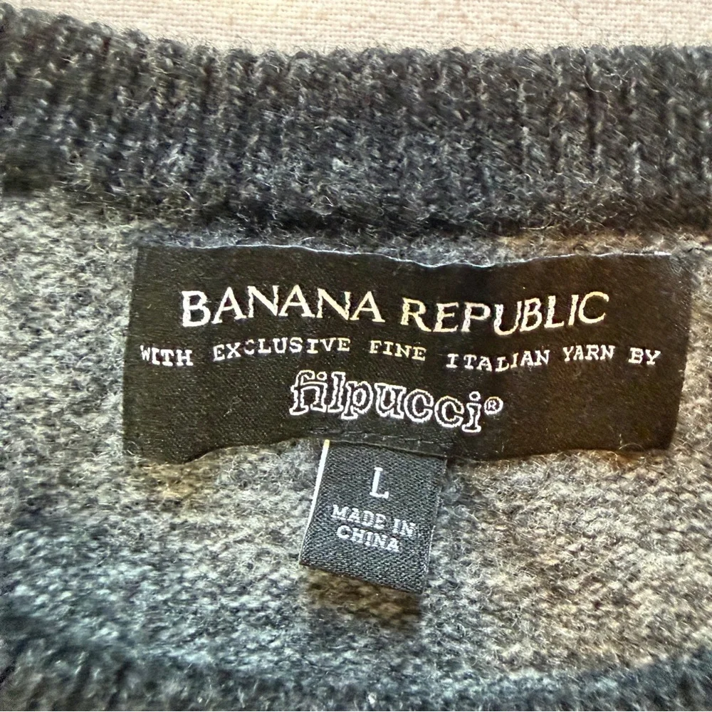 Banana‎ Republic Charcoal Crewneck Sweater Filpucci Merino Extra Fine Wool Large